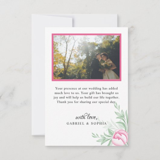 Simple Modern Love Heart Script 4 Weddenfoto Bedankkaart (Achterkant)