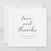 Simple Modern Love & Thanks Photo Wedding Square Bedankkaart (Voorkant)