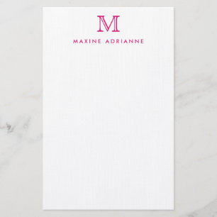 Simple Modern Magenta Girly Pink Monogram Initiaal Briefpapier