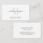 Simple Modern Makeup Artist Script Monogram Visitekaartje (Voorkant / Achterkant)