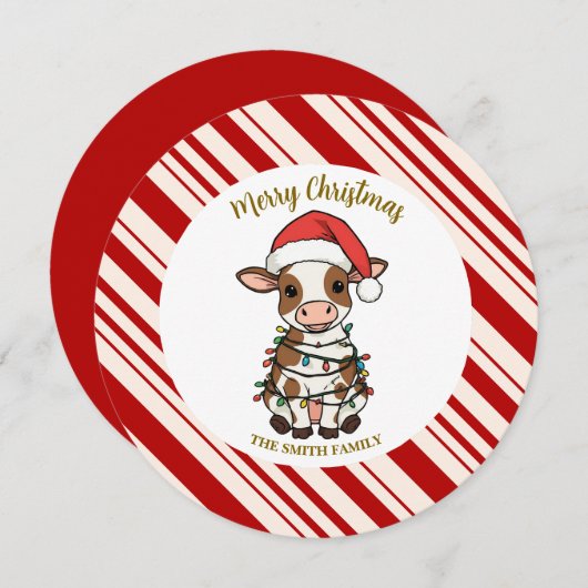 Simple modern merry christmas calf Cow OX pattern Kaart (Voorkant / Achterkant)