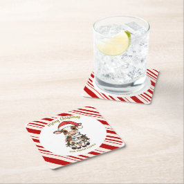 Simple modern merry christmas calf Cow OX pattern Kartonnen Onderzetters