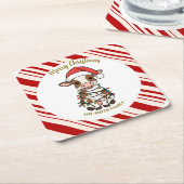 Simple modern merry christmas calf Cow OX pattern Kartonnen Onderzetters (Schuin)