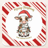 Simple modern merry christmas calf Cow OX pattern Kartonnen Onderzetters (Voorkant)