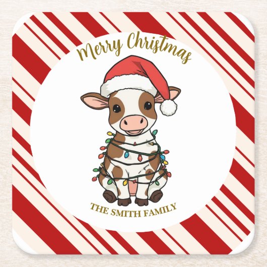 Simple modern merry christmas calf Cow OX pattern Kartonnen Onderzetters (Voorkant)