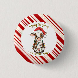 Simple modern merry christmas calf Cow OX pattern Ronde Button 3,2 Cm