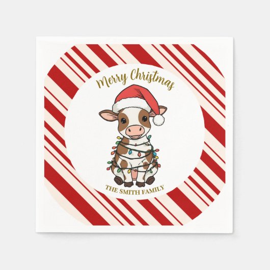 Simple modern merry christmas calf Cow OX pattern Servet (Voorkant)