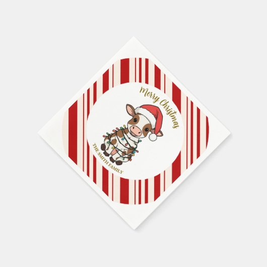 Simple modern merry christmas calf Cow OX pattern Servet (Hoek)