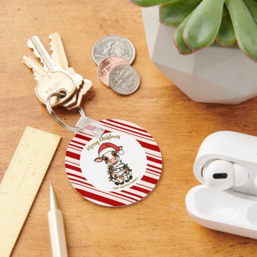 Simple modern merry christmas calf Cow OX pattern Sleutelhanger (Bureau)