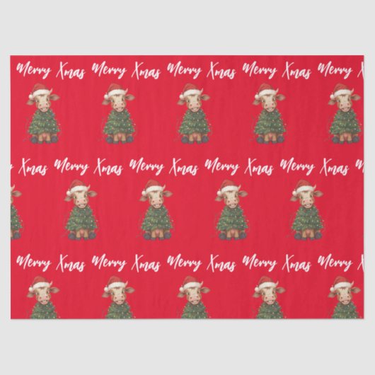 Simple modern merry Christmas calf Cow OX pattern Tissuepapier (Voorkant)