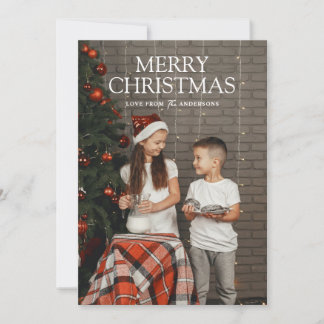 Simple Modern Merry Christmas Full Photo Card Feestdagenkaart