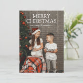 Simple Modern Merry Christmas Full Photo Card Feestdagenkaart (Staand voorkant)
