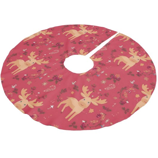 Simple modern merry christmas gold reindeer patter kerstboom rok (Gekanteld)