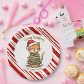 Simple modern merry christmas kitten CatMAS patter Papieren Bordje (Feest)