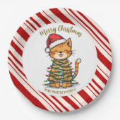 Simple modern merry christmas kitten CatMAS patter Papieren Bordje (Voorkant)