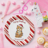 Simple modern merry christmas kitten CatMAS patter Papieren Bordje (Feest)