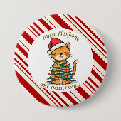 Simple modern merry christmas kitten CatMAS patter Ronde Button 7,6 Cm (Voorkant)