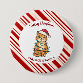 Simple modern merry christmas kitten CatMAS patter Ronde Button 7,6 Cm (Voorkant)