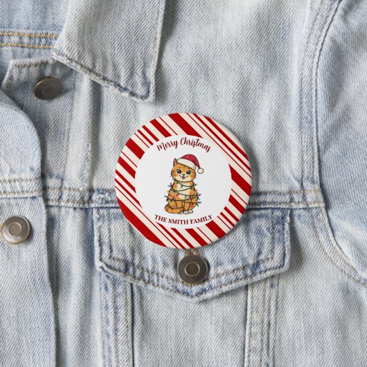 Simple modern merry christmas kitten CatMAS patter Ronde Button 7,6 Cm (In situ)