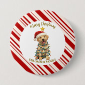 Simple modern merry christmas Lab puppy dog patte Ronde Button 7,6 Cm (Voorkant)