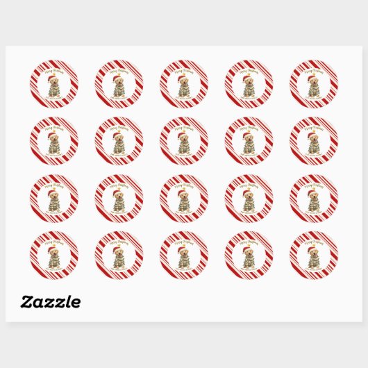 Simple modern merry christmas Lab puppy dog patte Ronde Sticker (Vel)