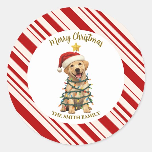 Simple modern merry christmas Lab puppy dog patte Ronde Sticker (Voorkant)