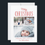 Simple Modern Merry Christmas Photo Collage Feestdagenkaart<br><div class="desc">Stylish,  modern,  en dhr. Featuring 3 of your. Be sure to visit the shop to see more modern foliday cards.</div>