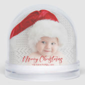 Simple Modern Merry Christmas Photo Snow Globe Sneeuwbol (Voorkant)