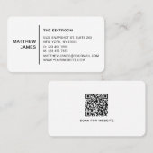 Simple Modern Minimal Black White QR Code Visitekaartje (Voorkant / Achterkant)
