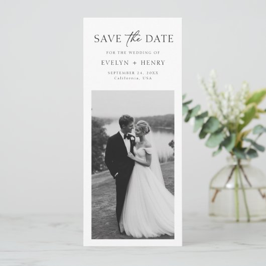 Simple Modern Minimal Bookmark Photo Wedding Save The Date (Staand voorkant)