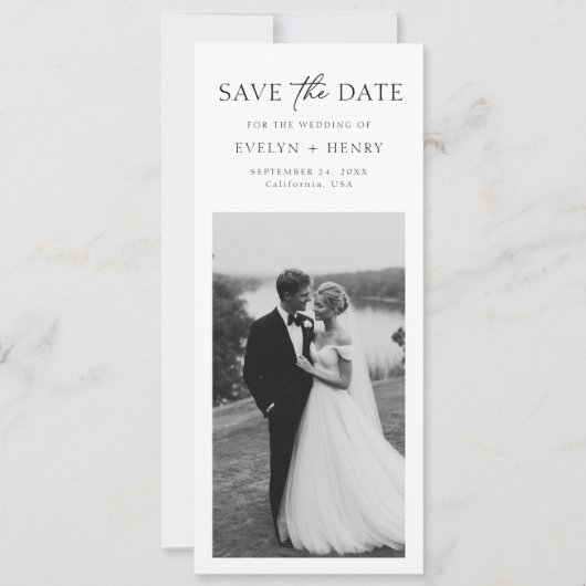 Simple Modern Minimal Bookmark Photo Wedding Save The Date (Voorkant)