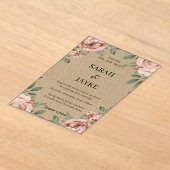 Simple Modern Minimal Green Leaf Wedding Acrylic Acryl Uitnodigingen (Laagn)