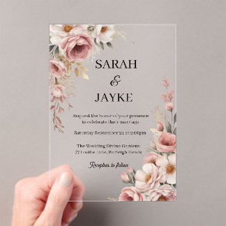 Simple Modern Minimal Green Leaf Wedding Acrylic Acryl Uitnodigingen