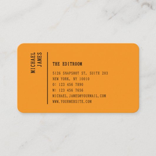 Simple Modern Minimal Orange QR Code Visitekaartje (Voorkant)