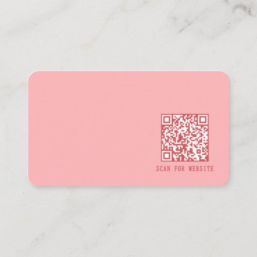 Simple Modern Minimal Pink QR Code Visitekaartje (Achterkant)