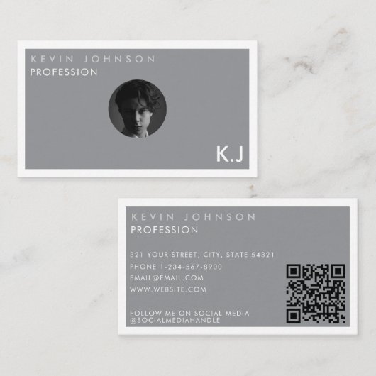 Simple Modern Minimal Professional  Photo QR code Visitekaartje (Voorkant / Achterkant)