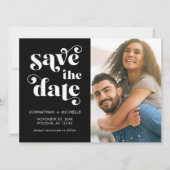 Simple Modern Minimalist Black & White Wedding Save The Date (Voorkant)