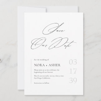 Simple Modern Minimalist Elegant Script Wedding Save The Date