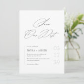 Simple Modern Minimalist Elegant Script Wedding Save The Date (Staand voorkant)