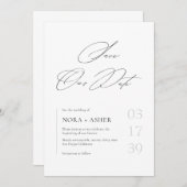Simple Modern Minimalist Elegant Script Wedding Save The Date (Voorkant / Achterkant)