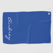 Simple Modern Minimalist Monogrammed Chic Blue Golfhanddoek (Horizontaal)
