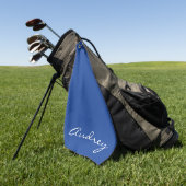 Simple Modern Minimalist Monogrammed Chic Blue Golfhanddoek (Groen)