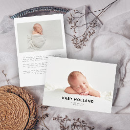 Simple Modern Minimalist Photo Baby Aankondiging