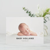 Simple Modern Minimalist Photo Baby Aankondiging (Staand voorkant)