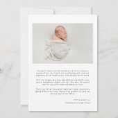 Simple Modern Minimalist Photo Baby Aankondiging (Achterkant)