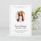 Simple Modern minimalist Photo Bat Mitzvah Kaart (Staand voorkant)