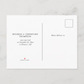 Simple Modern Minimalist Photo Just Married Aankondigingskaart (Achterkant)