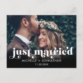 Simple Modern Minimalist Photo Just Married Aankondigingskaart