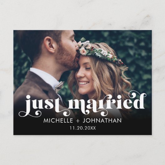 Simple Modern Minimalist Photo Just Married Aankondigingskaart (Voorkant)