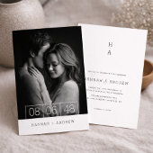 Simple Modern Minimalist Photo Wedding Invitation Kaart